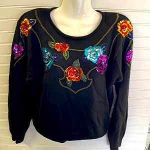 VTG- Lindsey Blake Beaded Crew Neck Sweater- 1980’s